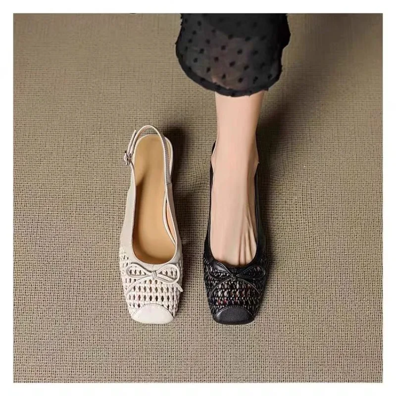New Bow Knot Woven Cutout Square Toe Shallow Mouth One Strap Block Heel Sandals Baotou Kitten Heel Shoes Women's Summer
New Bow Knot Woven Cutout Square Toe Shallow Mouth One Strap Block Heel Sandals Baotou Kitten Heel Shoes Women's Summer