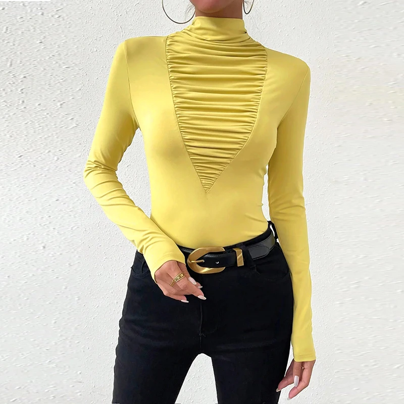 Modigirl Skinny High Neck Casual Blouse Tops for Women 2025 Autumn Spring Long Sleeves Elastic Yellow Elegant T-Shirts Pullover
Modigirl Skinny High Neck Casual Blouse Tops for Women 2025 Autumn Spring Long Sleeves Elastic Yellow Elegant T-Shirts Pullover