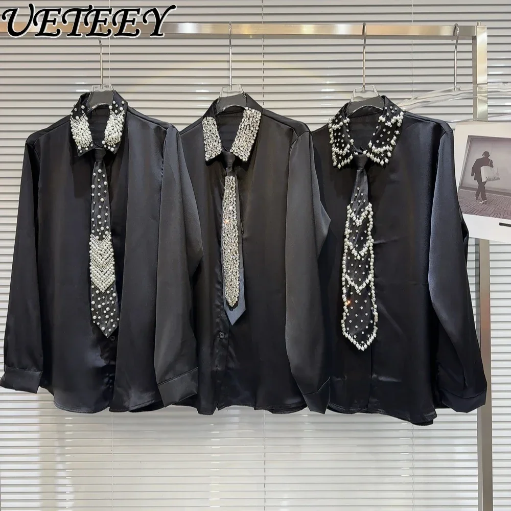 Spring and Autumn New Dark Spice Girl Heavy Industry Pearl Bead Tie Design Shirt Solid Color Fashion Versatile Long Sleeve Top
Spring and Autumn New Dark Spice Girl Heavy Industry Pearl Bead Tie Design Shirt Solid Color Fashion Versatile Long Sleeve Top