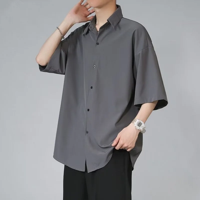 Summer new high-end casual men's short-sleeved shirts, versatile, comfortable and loose solid color large size shirts for men
Summer new high-end casual men's short-sleeved shirts, versatile, comfortable and loose solid color large size shirts for men