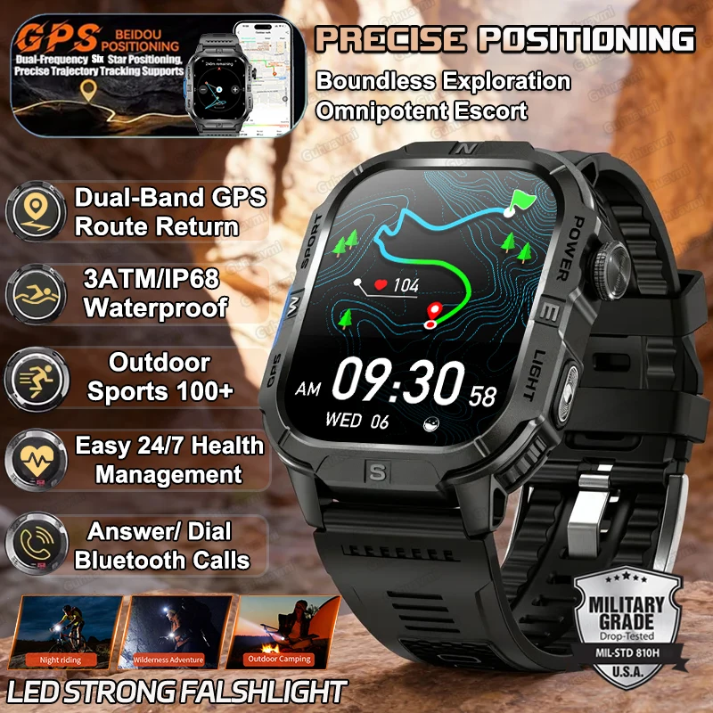 2026New Military AGPS Smart Watch 540Mah Battery Fitness Tracking 3ATM Waterproof Tactics Sport Flashlight call Bracelet For Men
2026New Military AGPS Smart Watch 540Mah Battery Fitness Tracking 3ATM Waterproof Tactics Sport Flashlight call Bracelet For Men