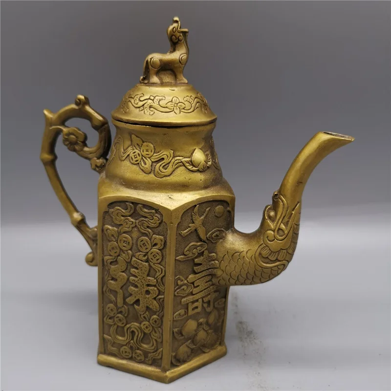 Латунный чайник, орнамент, латунный чайник Pixiu, чайник Fu Lu Shou, горшок для вина, домашний офис, ремесло в античном стиле
Латунный чайник, орнамент, латунный чайник Pixiu, чайник Fu Lu Shou, горшок для вина, домашний офис, ремесло в античном стиле