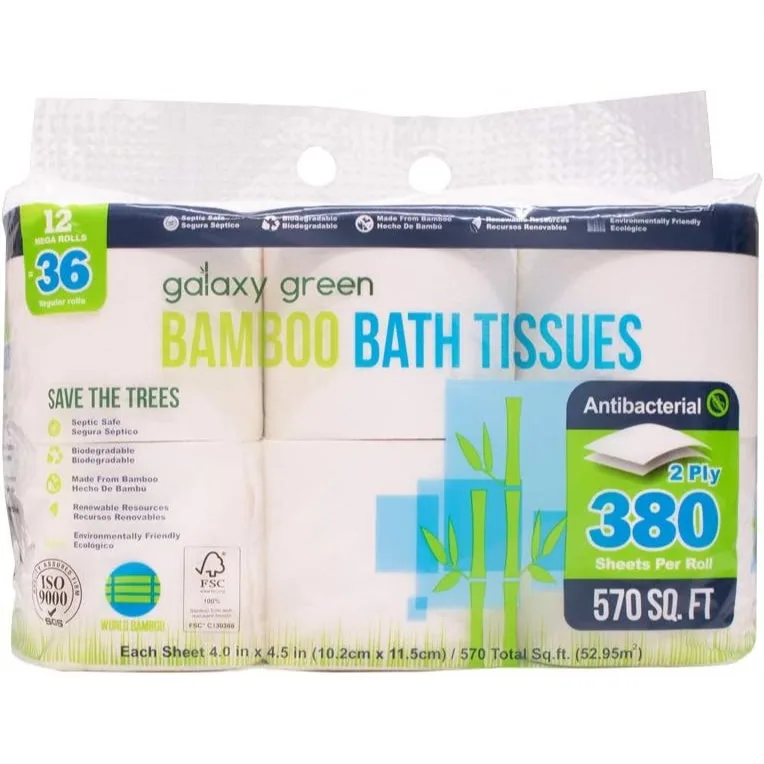 Bamboo Bath Tissue Paper, 380 Sheet 2 Ply Mega Rolls, 12 Count (Pack of 4), Eco-Friendly Soft Strong Toilet Paper
Bamboo Bath Tissue Paper, 380 Sheet 2 Ply Mega Rolls, 12 Count (Pack of 4), Eco-Friendly Soft Strong Toilet Paper