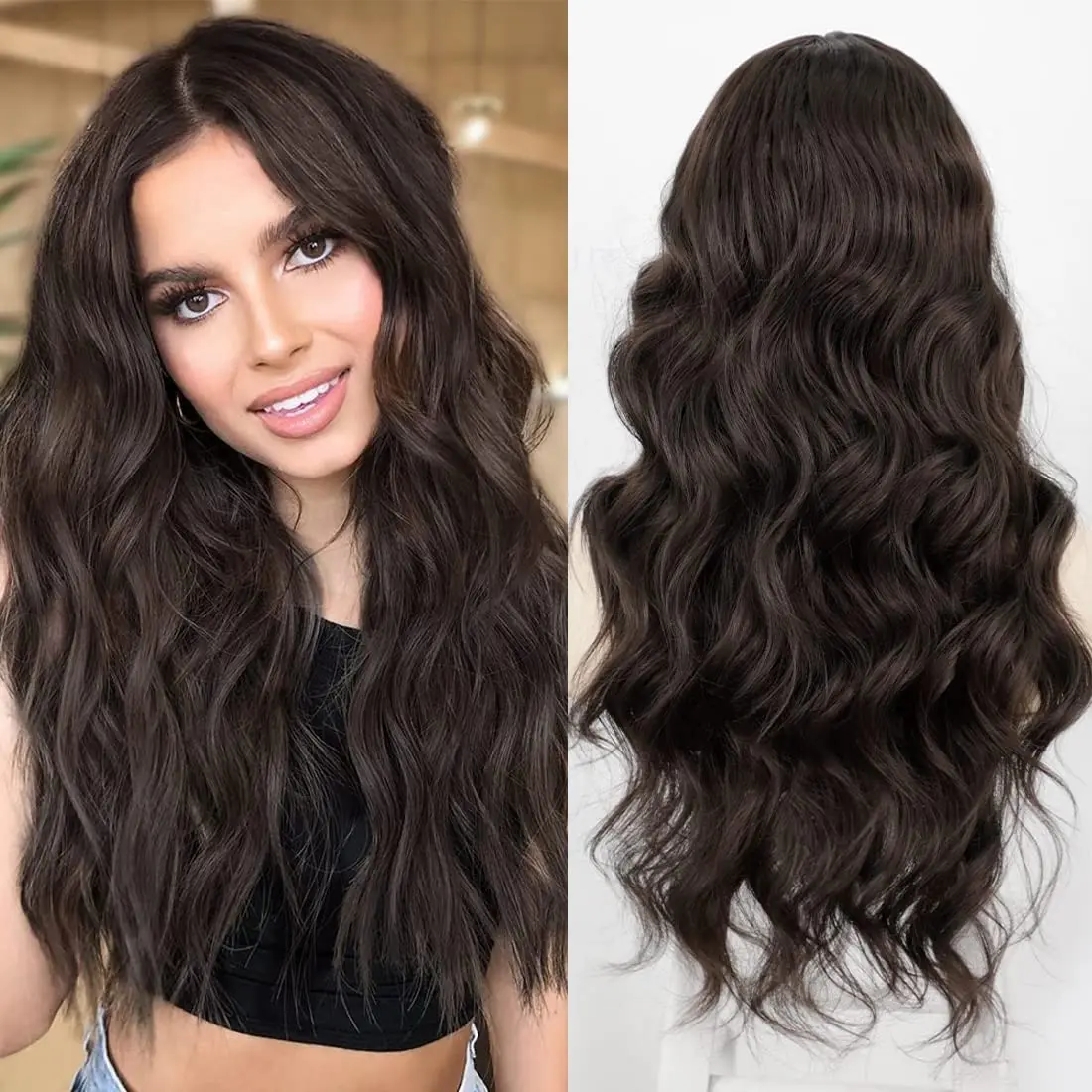 Women's Dark Brown Wavy Wig - Long, Heat-proof. Elegant Small Piece Lace Front for Everyday. Brown Lace Wigs for Comfort & Style
Women's Dark Brown Wavy Wig - Long, Heat-proof. Elegant Small Piece Lace Front for Everyday. Brown Lace Wigs for Comfort & Style