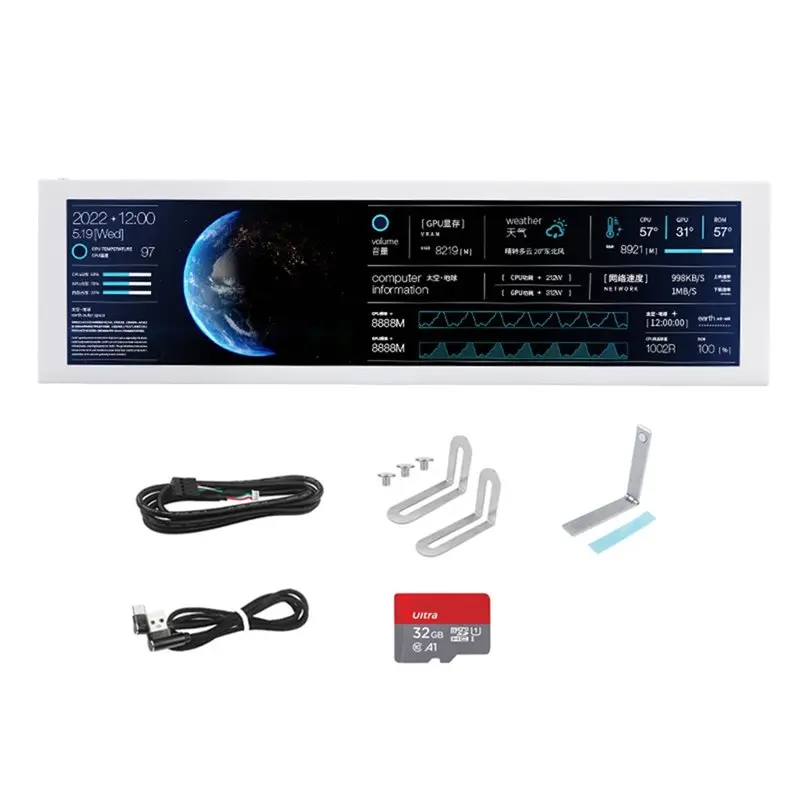 A29F-8.8 Inch IPS Type C Secondary Screen USB-C Interface Computer Monitoring CPU GPU RAM Dislpay Smart Screen
A29F-8.8 Inch IPS Type C Secondary Screen USB-C Interface Computer Monitoring CPU GPU RAM Dislpay Smart Screen