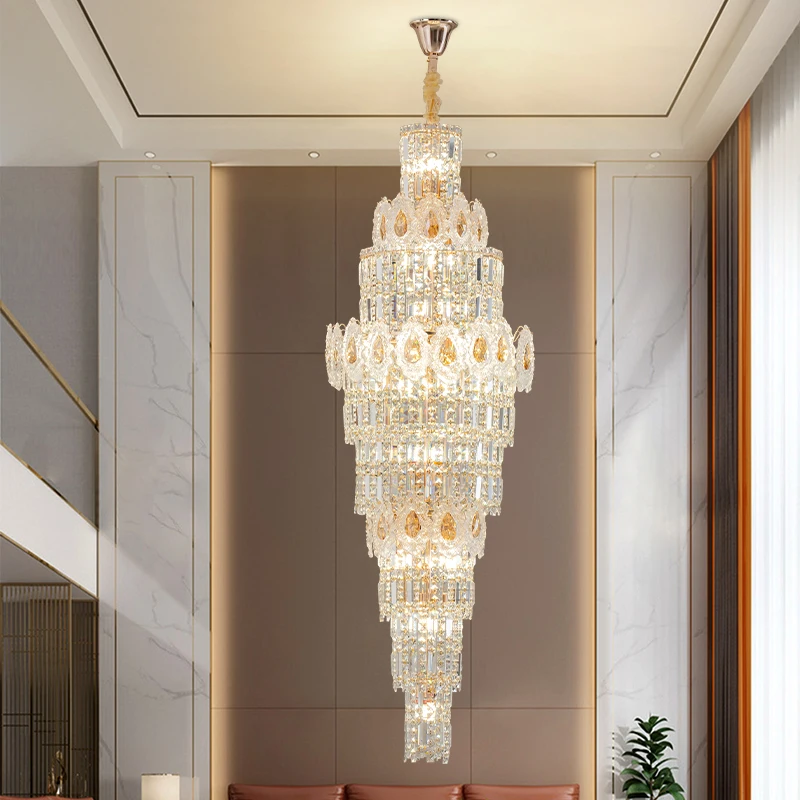 Villa Duplex Crystal Chandelier Spiral Staircase Long Chandelier Hollow High Ceiling Living Room Large Chandelier Light Luxury
Villa Duplex Crystal Chandelier Spiral Staircase Long Chandelier Hollow High Ceiling Living Room Large Chandelier Light Luxury