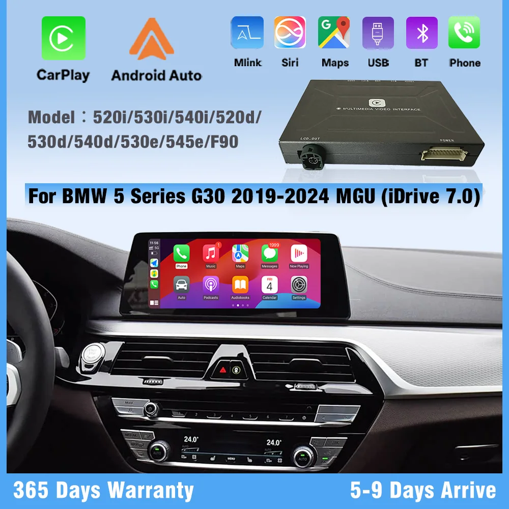 Wireless CarPlay Android Auto Adapter iDrive 7 For BMW 5 Series G30 2019-2024 Fits 520i 530i 540i 520d 530d 540d 530e 545e F90
Wireless CarPlay Android Auto Adapter iDrive 7 For BMW 5 Series G30 2019-2024 Fits 520i 530i 540i 520d 530d 540d 530e 545e F90