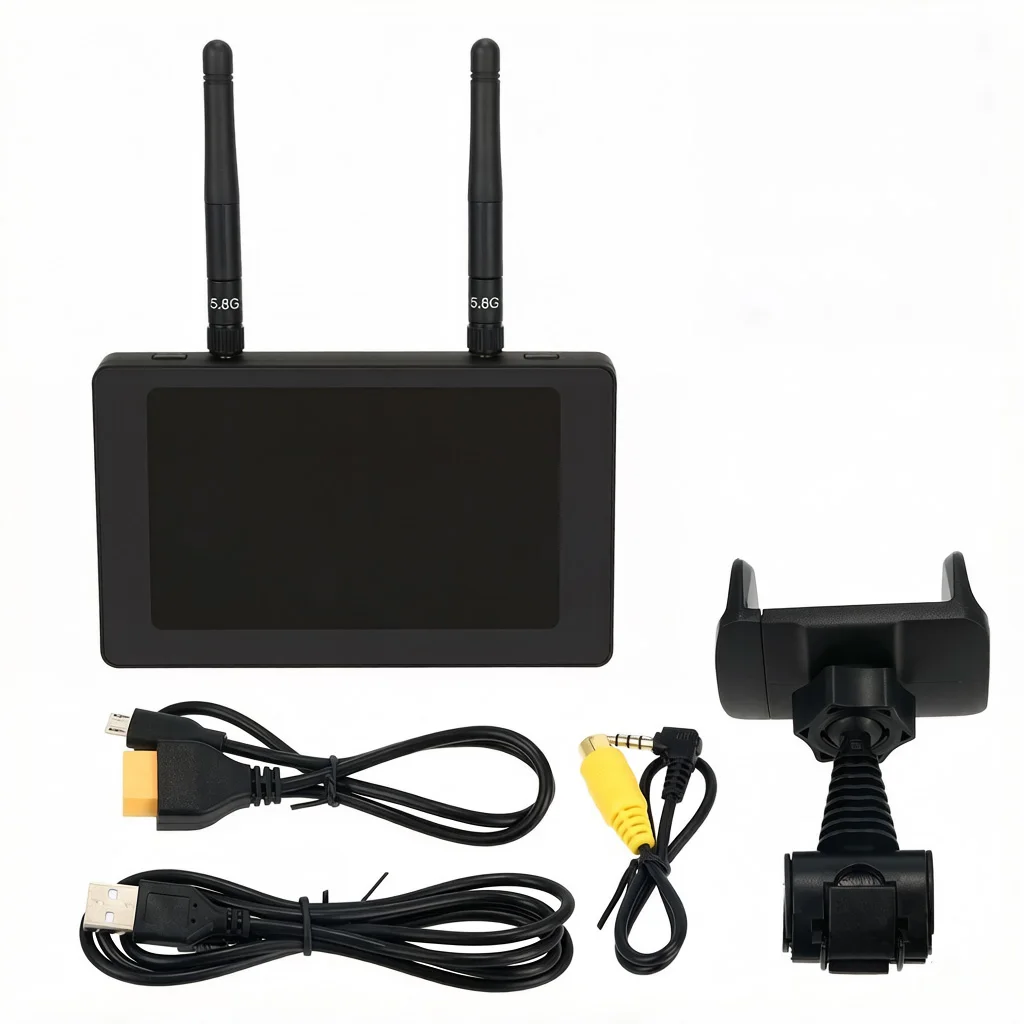 5.8G FPV Monitor with DVR 40CH 4.3 Inch LCD Display 16:9 NTSC/PAL Auto Search Video Recording RC FPV Multicopter
5.8G FPV Monitor with DVR 40CH 4.3 Inch LCD Display 16:9 NTSC/PAL Auto Search Video Recording RC FPV Multicopter