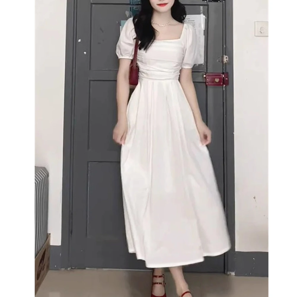 Elegant White High Waist Bubble Sleeve Square Collar Dress Women's Summer New Style Slimming Fairy Skirt Chinese Production
Elegant White High Waist Bubble Sleeve Square Collar Dress Women's Summer New Style Slimming Fairy Skirt Chinese Production