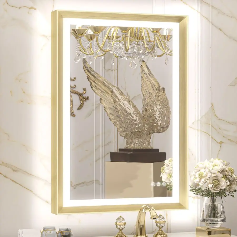 Gold LED Bathroom Mirror with Lights 24x36 Frontlit amp Backlit Vanity Framed Mirror Baroque Anti Fog Stepless Dimmable White Wa
Gold LED Bathroom Mirror with Lights 24x36 Frontlit amp Backlit Vanity Framed Mirror Baroque Anti Fog Stepless Dimmable White Wa
