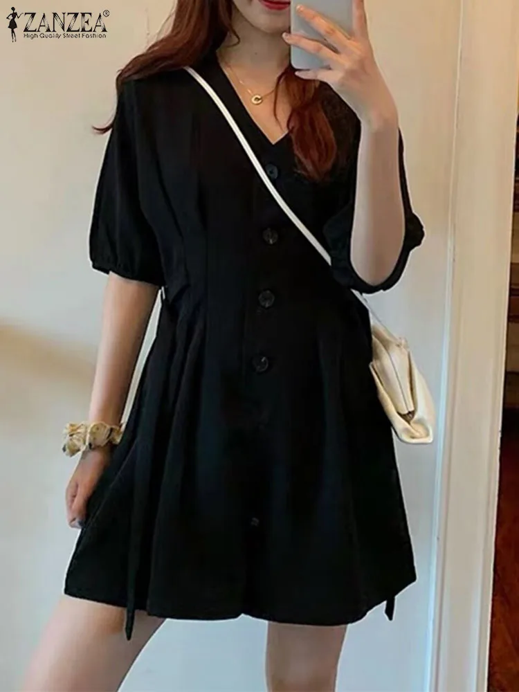 ZANZEA Women Casual Jumpsuits Summer Short Sleeve V-neck Short Playsuits 2024 Elegant Loose Pleated Solid Color Buttons Overalls
ZANZEA Women Casual Jumpsuits Summer Short Sleeve V-neck Short Playsuits 2024 Elegant Loose Pleated Solid Color Buttons Overalls