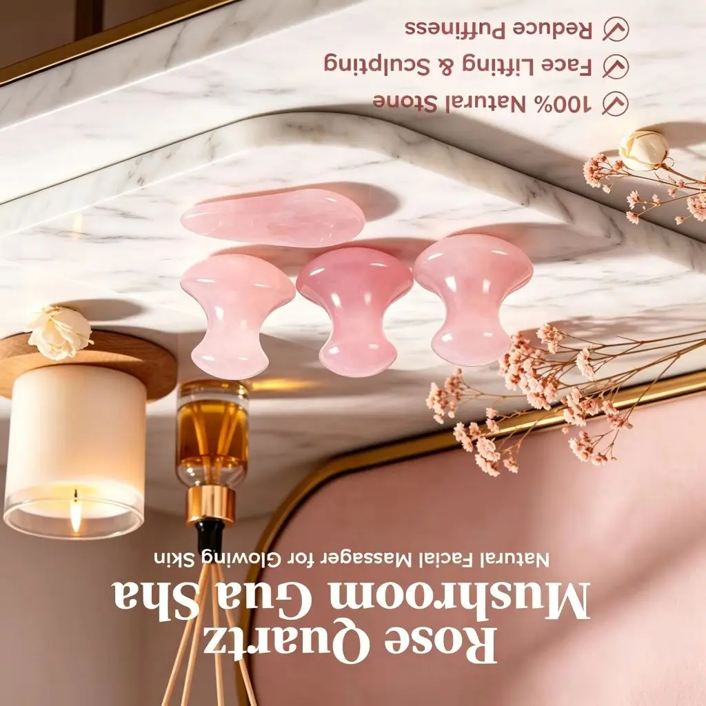 Natural Rose Quartz Jade Mushroom Shape Gua Sha Massage Tool Gouache Scraper Face Back SPA Therapy Eye Health Anti-Wrinkle
Natural Rose Quartz Jade Mushroom Shape Gua Sha Massage Tool Gouache Scraper Face Back SPA Therapy Eye Health Anti-Wrinkle