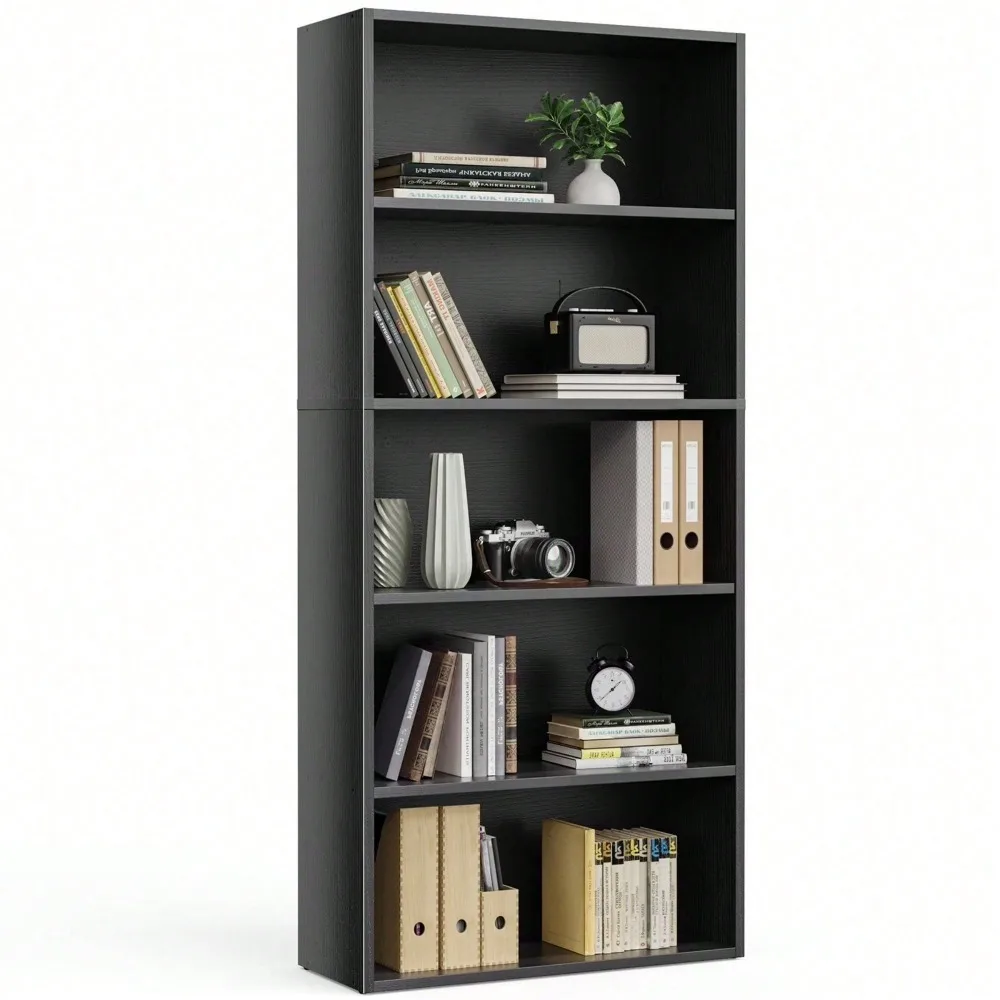 5-Tier Bookshelves With Adjustable Shelves, Floor Standing Bookcase For Home & Office Storage, Black
5-Tier Bookshelves With Adjustable Shelves, Floor Standing Bookcase For Home & Office Storage, Black