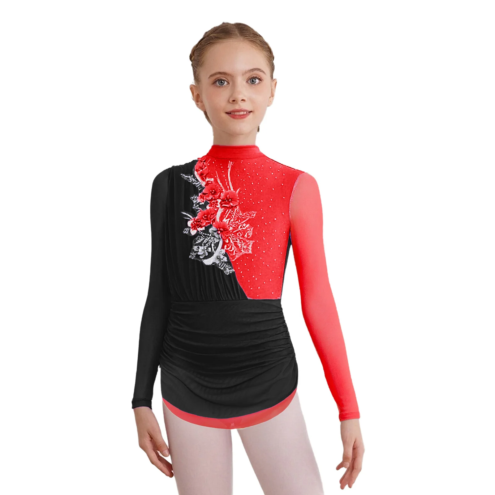 Kids Girls Lyrical Ballet Dance Dress Applique Shiny Rhinestones Long Sleeves Color Block Ruched Figure Skating Leotard Dress
Kids Girls Lyrical Ballet Dance Dress Applique Shiny Rhinestones Long Sleeves Color Block Ruched Figure Skating Leotard Dress