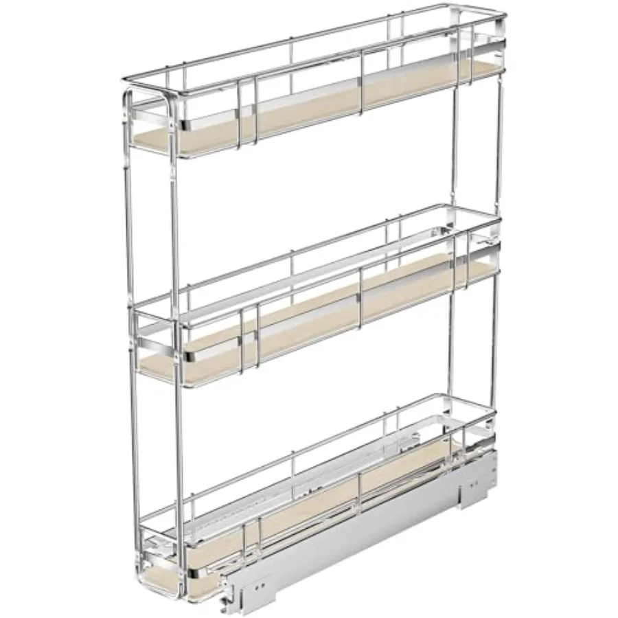 Kitchen narrow cabinet pull out spice rack organizer, solid wood, natural finish, 3-tier heavy duty slide out shelf, 5 W x 20 D
Kitchen narrow cabinet pull out spice rack organizer, solid wood, natural finish, 3-tier heavy duty slide out shelf, 5 W x 20 D