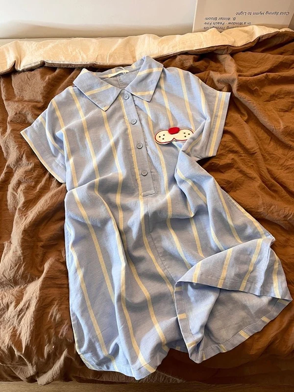 Women's Loose Fit Short Sleeve Romper Pajamas Comfortable Breathable Home Clothes Summer Leisure Stripe Pattern Casual Wear
Women's Loose Fit Short Sleeve Romper Pajamas Comfortable Breathable Home Clothes Summer Leisure Stripe Pattern Casual Wear