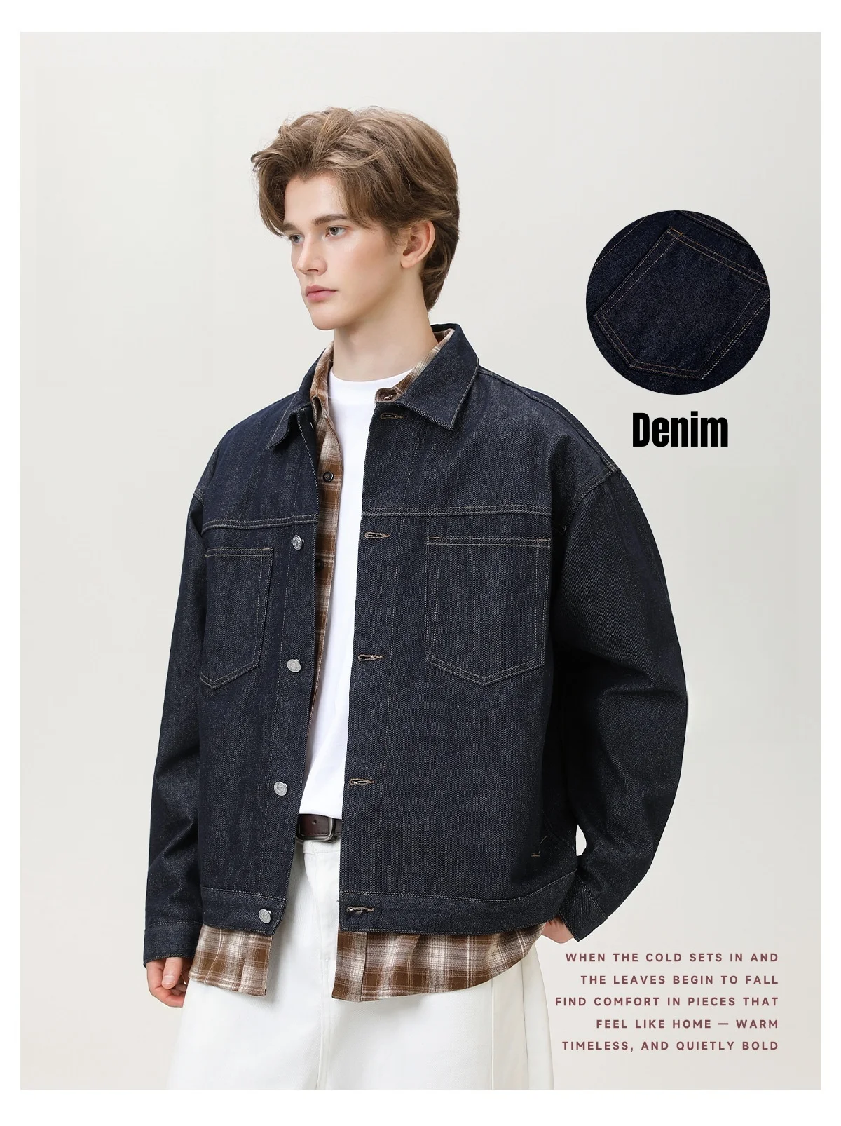Bright Line Double Pocket Design Original Color Workwear Denim Jacket Men's Textured Loose Lapel Coat
Bright Line Double Pocket Design Original Color Workwear Denim Jacket Men's Textured Loose Lapel Coat