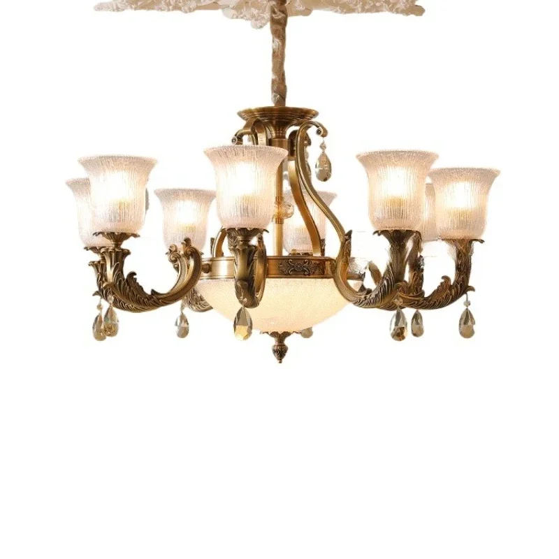 All-copper American living room crystal chandelier, French court retro high-end atmospheric villa lamp
All-copper American living room crystal chandelier, French court retro high-end atmospheric villa lamp