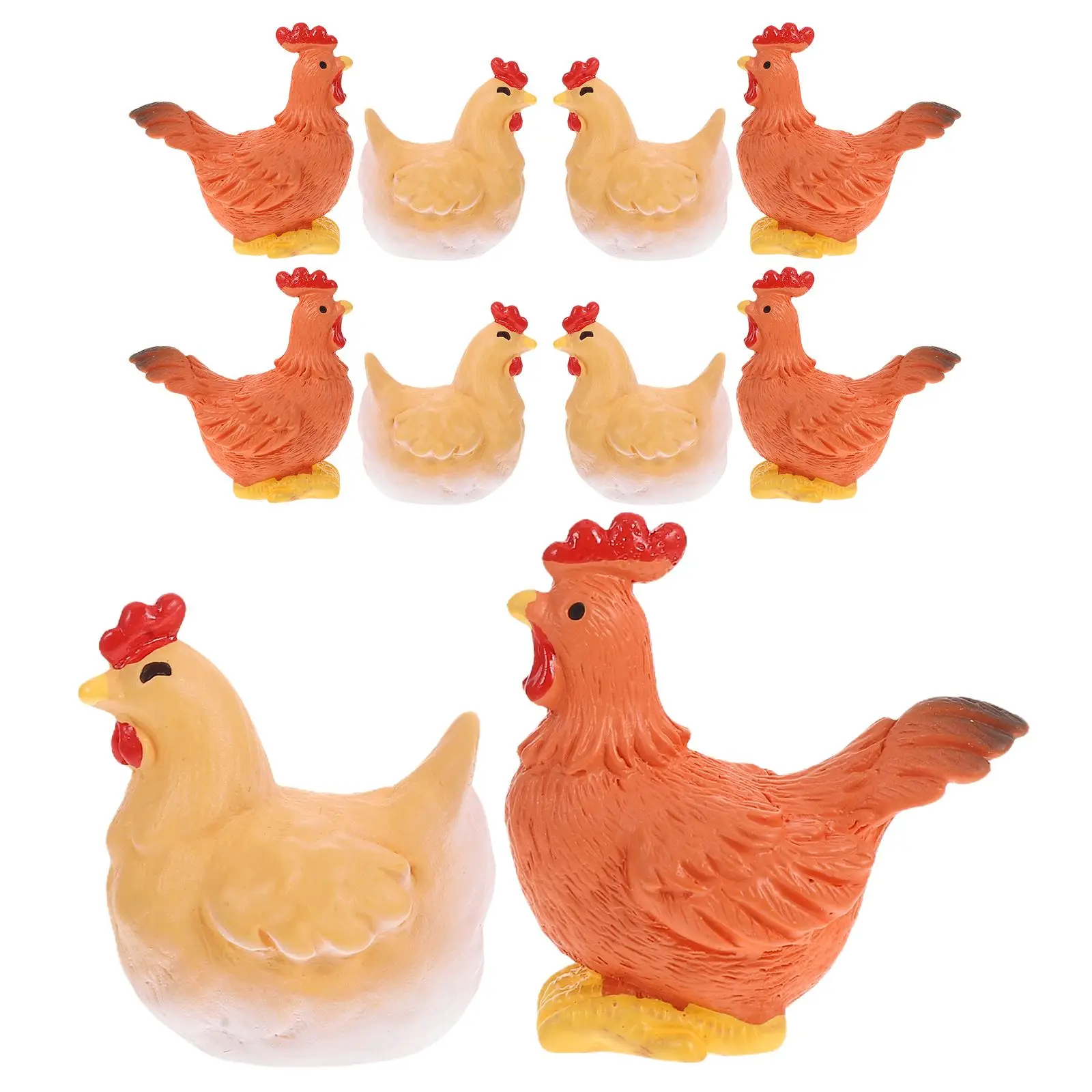 10 Pcs Resin Rooster Hen Figurines Farmhouse Decor Garden Statues Mini Landscape Accessories Chicken Ornaments
10 Pcs Resin Rooster Hen Figurines Farmhouse Decor Garden Statues Mini Landscape Accessories Chicken Ornaments
