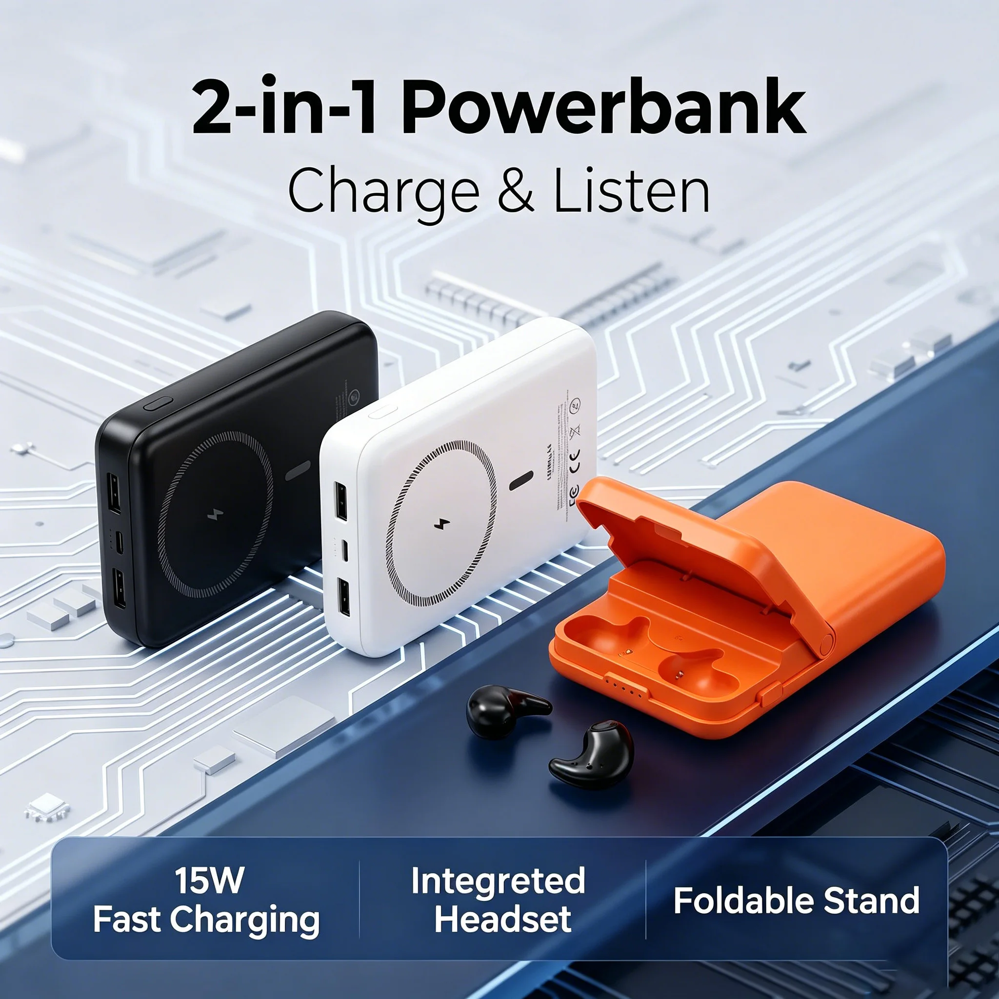 BOMI3IN1 Magnetic PowerBank 10000mAh PD15W Fast Charge, Hidden Storage Bluetooth Earbuds External Battery for iOS Android Phones
BOMI3IN1 Magnetic PowerBank 10000mAh PD15W Fast Charge, Hidden Storage Bluetooth Earbuds External Battery for iOS Android Phones