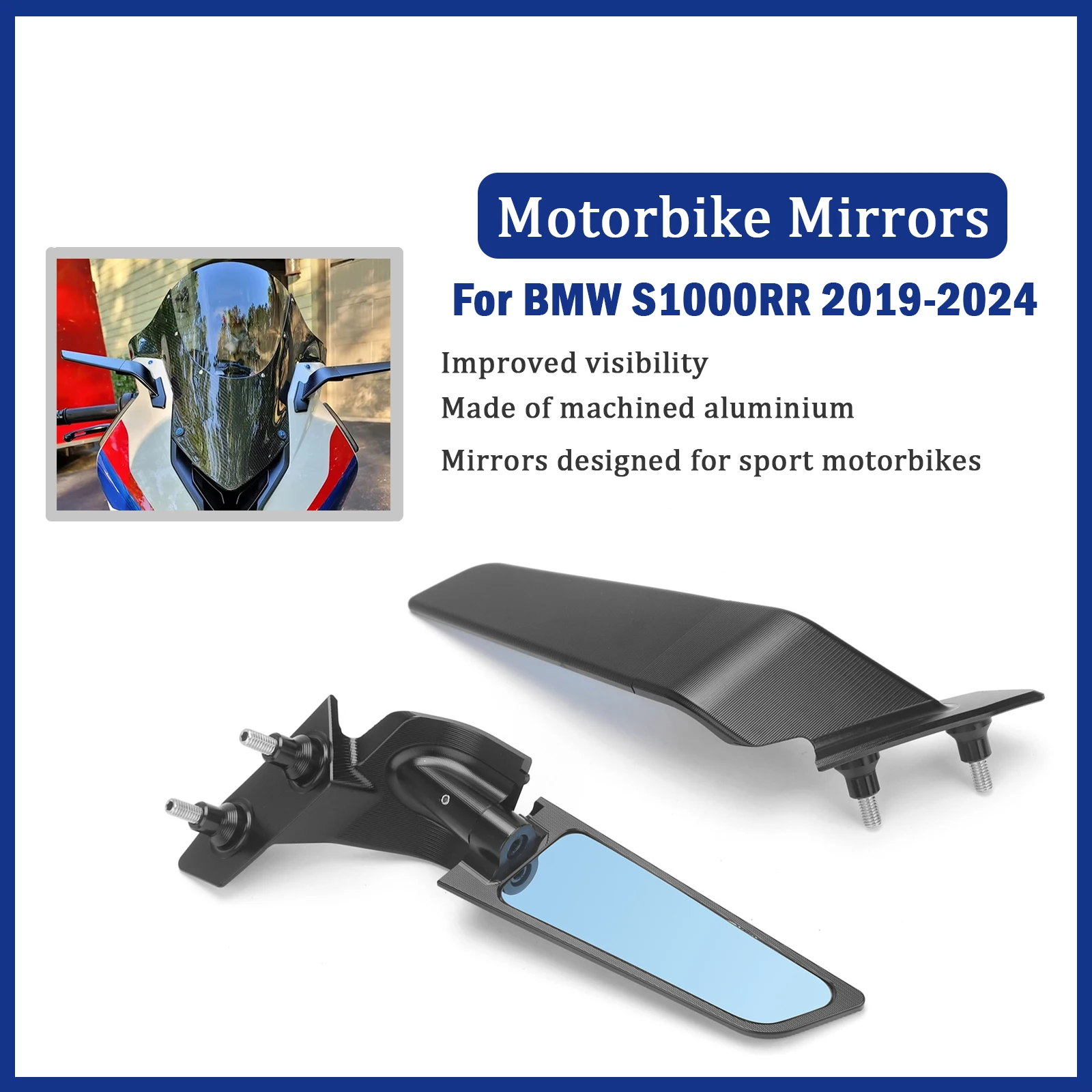 S1000RR Rearview Mirror For BMW S1000RR 2019-2024 2021 2022 2023 Stealth Sport Winglet Mirror Kits Adjustable Stealth Mirrors
S1000RR Rearview Mirror For BMW S1000RR 2019-2024 2021 2022 2023 Stealth Sport Winglet Mirror Kits Adjustable Stealth Mirrors