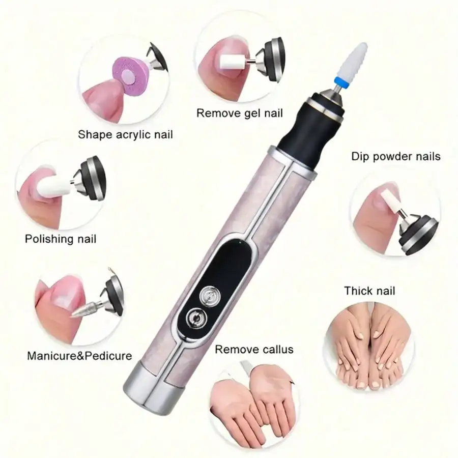 12-Piece Electric Nail Grinder Kit, Multi-Function Nail Drill, USB Rechargeable - For Thick Nails, 180mAh Lithium Battery Long Lasting, Professional Multi-Speed Electric Nail File, Nail Polishing & Shaping Tool, Beauty Gift, Great Value Product
12-Piece Electric Nail Grinder Kit, Multi-Function Nail Drill, USB Rechargeable - For Thick Nails, 180mAh Lithium Battery Long Lasting, Professional Multi-Speed Electric Nail File, Nail Polishing & Shaping Tool, Beauty Gift, Great Value Product