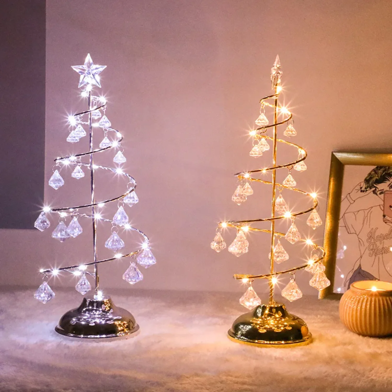 LED Christmas Tree Table Lamp Battery Power Modern Crystal Desk Decor Light Bedroom Living Room Gift Lights
LED Christmas Tree Table Lamp Battery Power Modern Crystal Desk Decor Light Bedroom Living Room Gift Lights