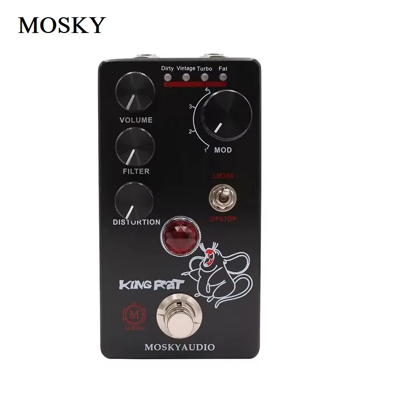 MOSKY distorted guitar effect King Rat 4-Mode selection knob to adjust at dirty, vintage, turbo, fat
MOSKY distorted guitar effect King Rat 4-Mode selection knob to adjust at dirty, vintage, turbo, fat