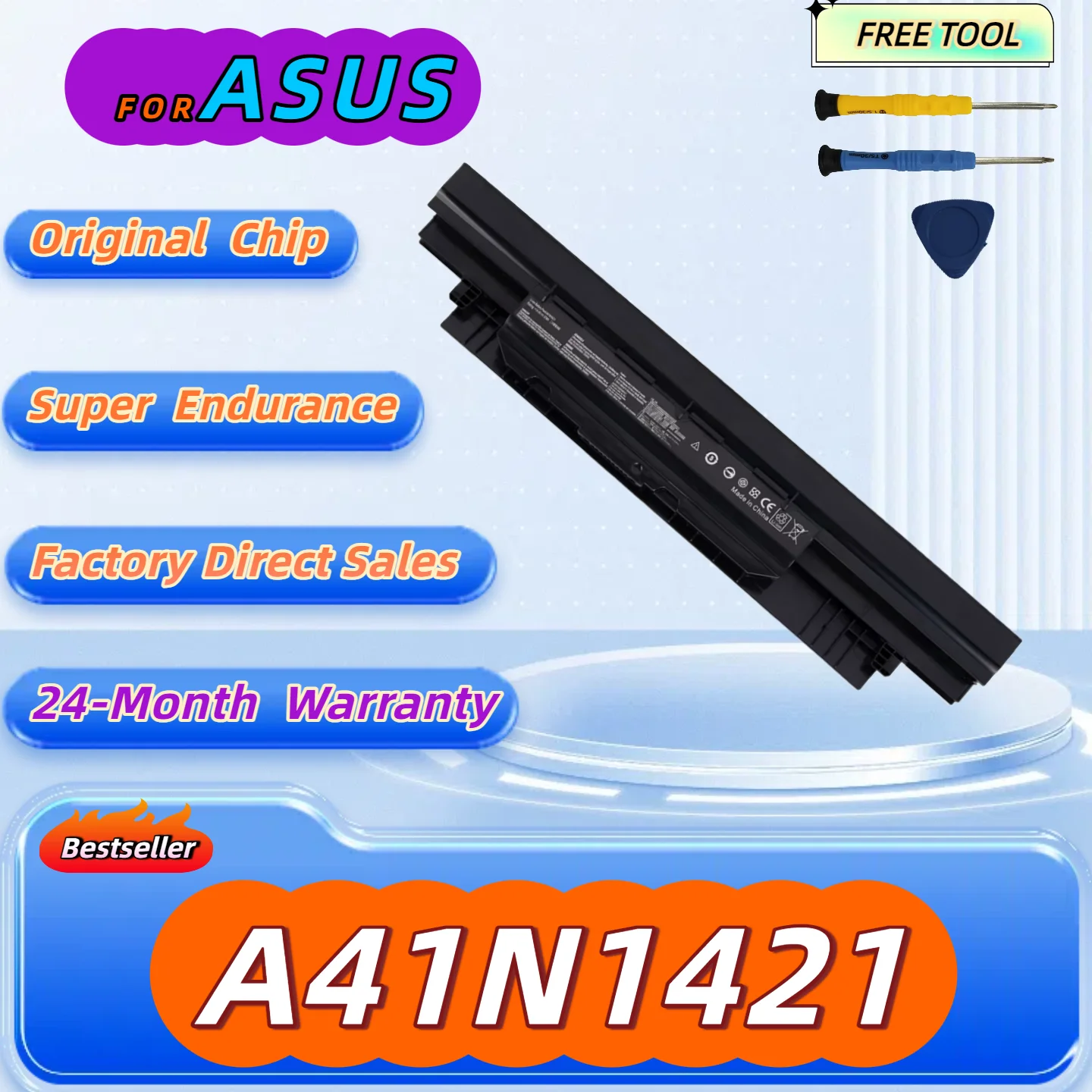 A41N1421 Laptop Battery For Asus P2530U/UA P2520L P2520LJ/SA P2430U/UJ P2440U PU450C PU451E PU451LA Free Tool + 24M Warranty
A41N1421 Laptop Battery For Asus P2530U/UA P2520L P2520LJ/SA P2430U/UJ P2440U PU450C PU451E PU451LA Free Tool + 24M Warranty