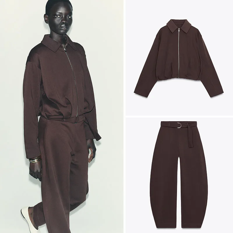 New Arrival Autumn Women's Faion Outerwear And Long Pants Set Casual Sle Long Sve Flip Collar Two-Piece Suit for Adults
New Arrival Autumn Women's Faion Outerwear And Long Pants Set Casual Sle Long Sve Flip Collar Two-Piece Suit for Adults