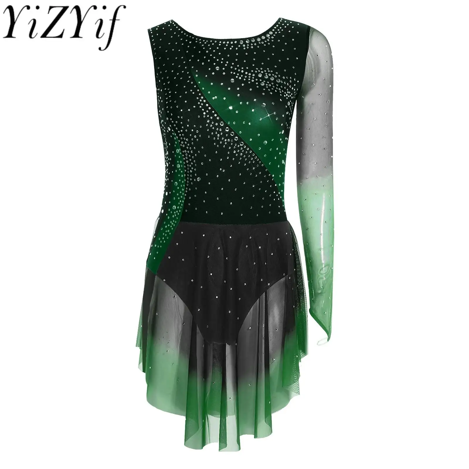 Women Single Sleeve Ballet Modern Dance Performance Leotard Dress Rhinestones Lyrical Ballet Ballroom Dance Competition Costume
Women Single Sleeve Ballet Modern Dance Performance Leotard Dress Rhinestones Lyrical Ballet Ballroom Dance Competition Costume
