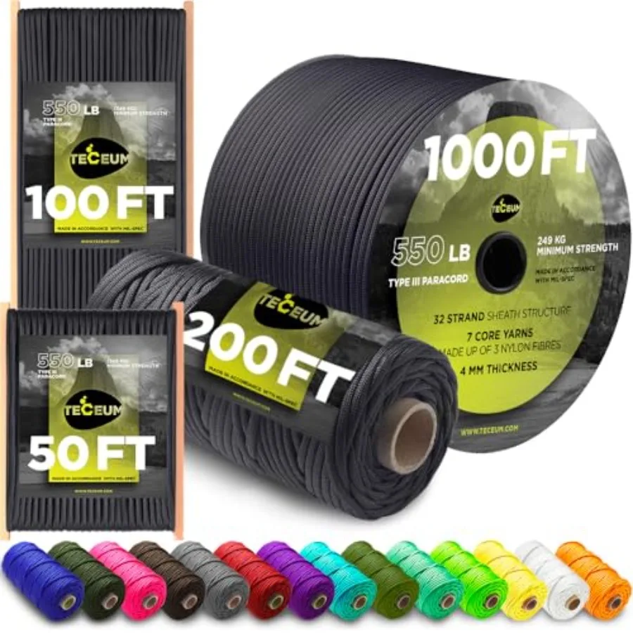 Paracord Type III 550 Basalt 1000 ft 4mm Tactical Rope MIL-SPEC Outdoor Camping Hiking Fishing Gear EDC Survival Rope Strong
Paracord Type III 550 Basalt 1000 ft 4mm Tactical Rope MIL-SPEC Outdoor Camping Hiking Fishing Gear EDC Survival Rope Strong