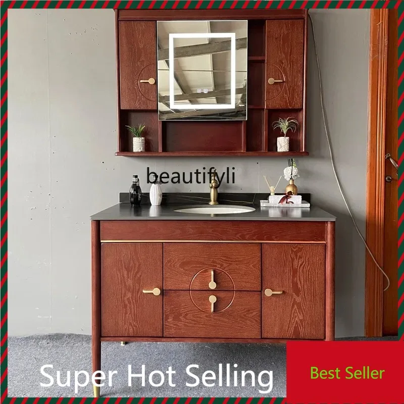 M71 New Chinese Style Bathroom Cabinet Red Oak Hand Washing Washbasin Cabinet Combination Stone Plate Table Mirror Cabinet
M71 New Chinese Style Bathroom Cabinet Red Oak Hand Washing Washbasin Cabinet Combination Stone Plate Table Mirror Cabinet