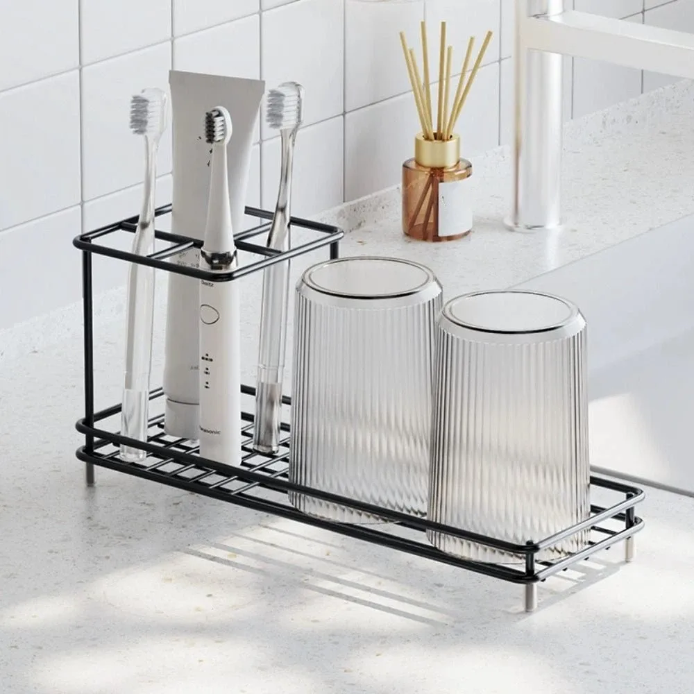 Multi-Slot Toothbrush Holder Carbon Steel Non-Slip Toothpaste Shelf with Cup Holder Space-Saving Bathroom Organizer Desktop
Multi-Slot Toothbrush Holder Carbon Steel Non-Slip Toothpaste Shelf with Cup Holder Space-Saving Bathroom Organizer Desktop