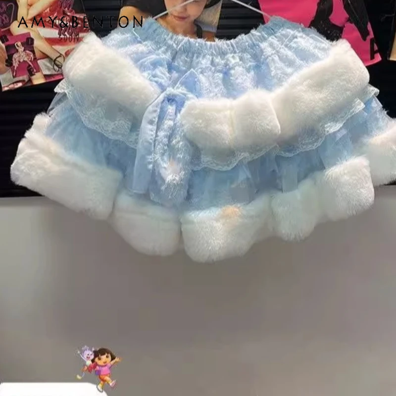 Оригинальный дизайн, сине-белые женские юбки, осенне-зимние красочные плюшевые юбки в стиле Лолиты с кисточками Y2K, пышные женские юбки-торты средней длины
Оригинальный дизайн, сине-белые женские юбки, осенне-зимние красочные плюшевые юбки в стиле Лолиты с кисточками Y2K, пышные женские юбки-торты средней длины