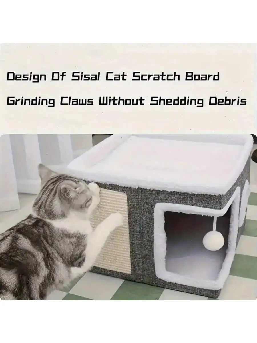 Luxurious multi story cat house, equipped with 2-story beds, foldable sofas, and comfortable indoor cat cube beds
Luxurious multi story cat house, equipped with 2-story beds, foldable sofas, and comfortable indoor cat cube beds