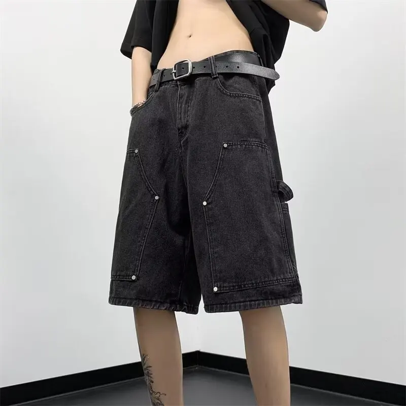 Мужские джинсовые шорты, летние тонкие американские ретро уличные брюки с пятью точками, свободные прямые повседневные брюки
Мужские джинсовые шорты, летние тонкие американские ретро уличные брюки с пятью точками, свободные прямые повседневные брюки