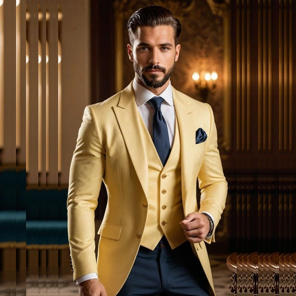 Luxury Single Breasted Men's Suits Formal Single Breasted Peak Lapel Slim Fit 3 Piece Jacket Pants Vest Outfits Costume Homme
Luxury Single Breasted Men's Suits Formal Single Breasted Peak Lapel Slim Fit 3 Piece Jacket Pants Vest Outfits Costume Homme