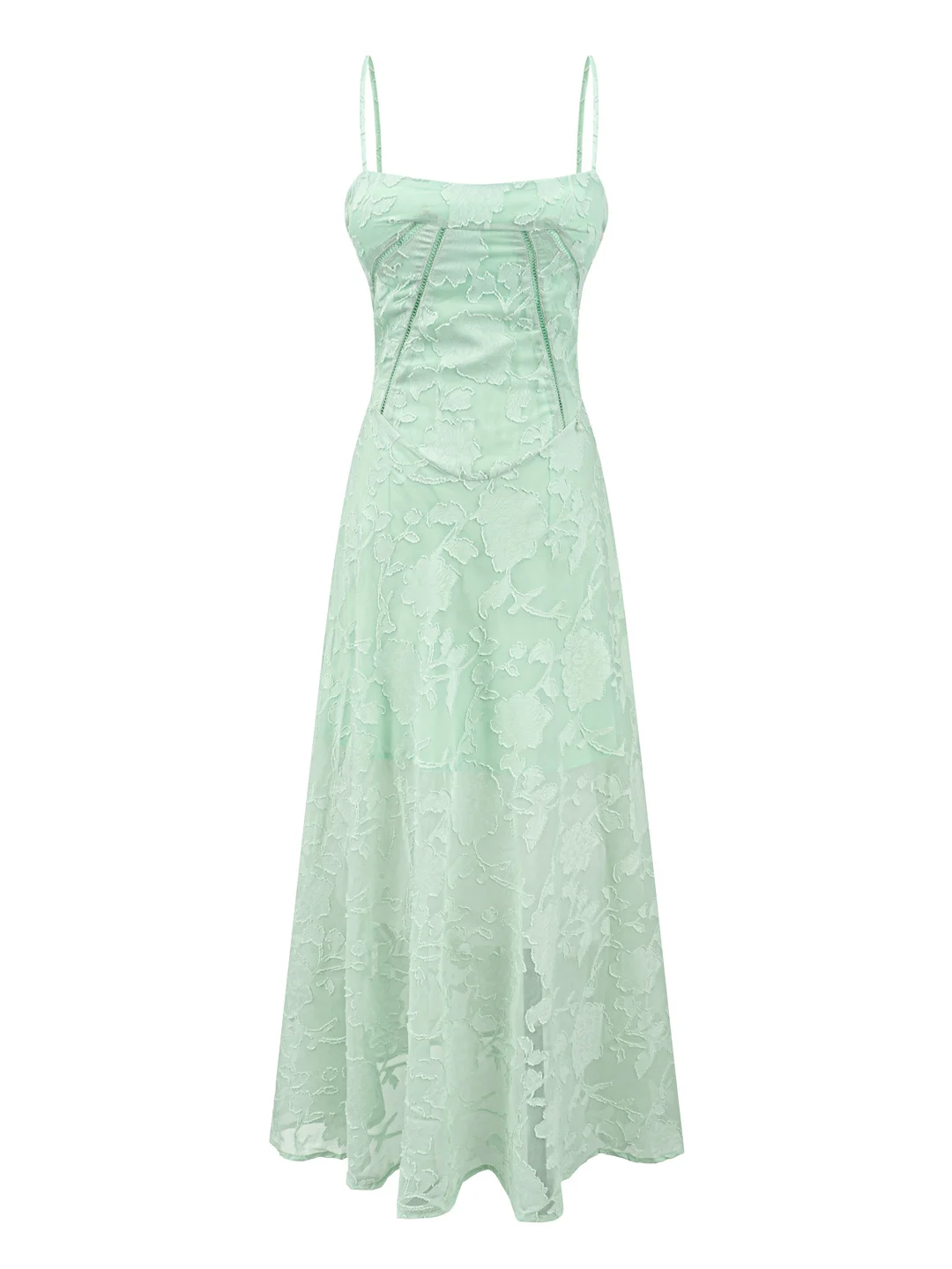 French Style Holiday Green Mesh Splicing Waist-Cinching Strap Dress Women's Beautiful Long Summer Dress Polyester Fabric
French Style Holiday Green Mesh Splicing Waist-Cinching Strap Dress Women's Beautiful Long Summer Dress Polyester Fabric