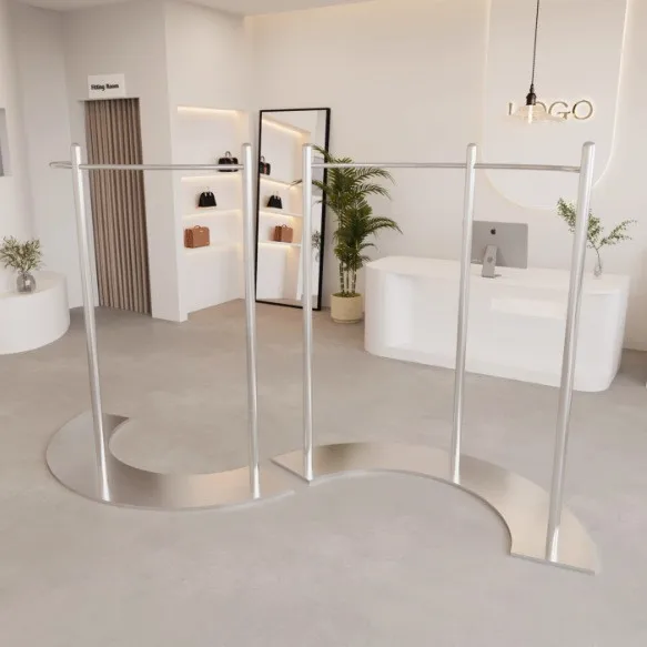 Clothing store simple display rack, Zhongdao rack, stainless steel arc floor-to-ceiling men's and women's clothing buyer's store
Clothing store simple display rack, Zhongdao rack, stainless steel arc floor-to-ceiling men's and women's clothing buyer's store