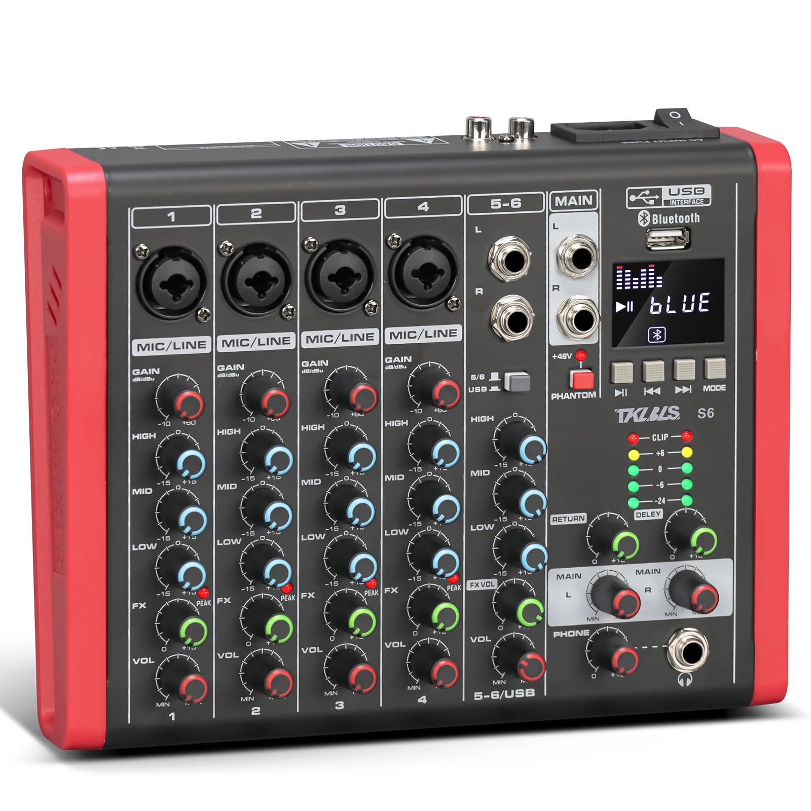 TKLBLS S6 6-Channel Professional Audio Mixer USB Bluetooth Interface 48V Phantom Power 127/220V
TKLBLS S6 6-Channel Professional Audio Mixer USB Bluetooth Interface 48V Phantom Power 127/220V