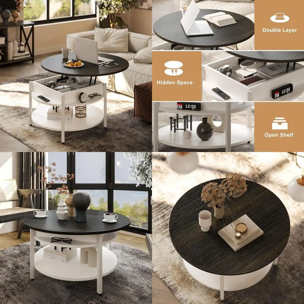 Round Storage Coffee Table with Hidden Compartment, 26.77 for Living or Dining Room, 2-Tier White Circle Table
Round Storage Coffee Table with Hidden Compartment, 26.77 for Living or Dining Room, 2-Tier White Circle Table