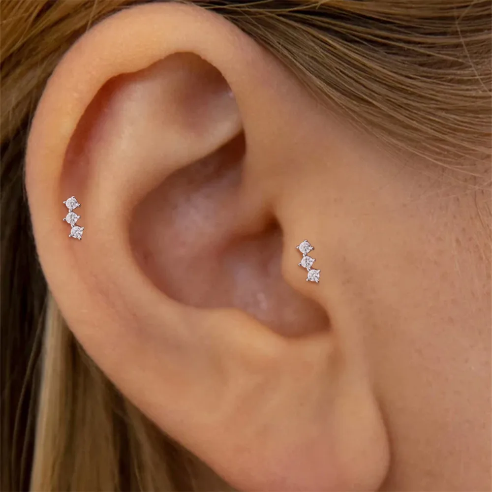 CANNER 925 Sterling Silver Rivet Three Zircon Flat Head Ear Bone Piercing For Women Geometric Horse eyes Party Birthday Gifts
CANNER 925 Sterling Silver Rivet Three Zircon Flat Head Ear Bone Piercing For Women Geometric Horse eyes Party Birthday Gifts