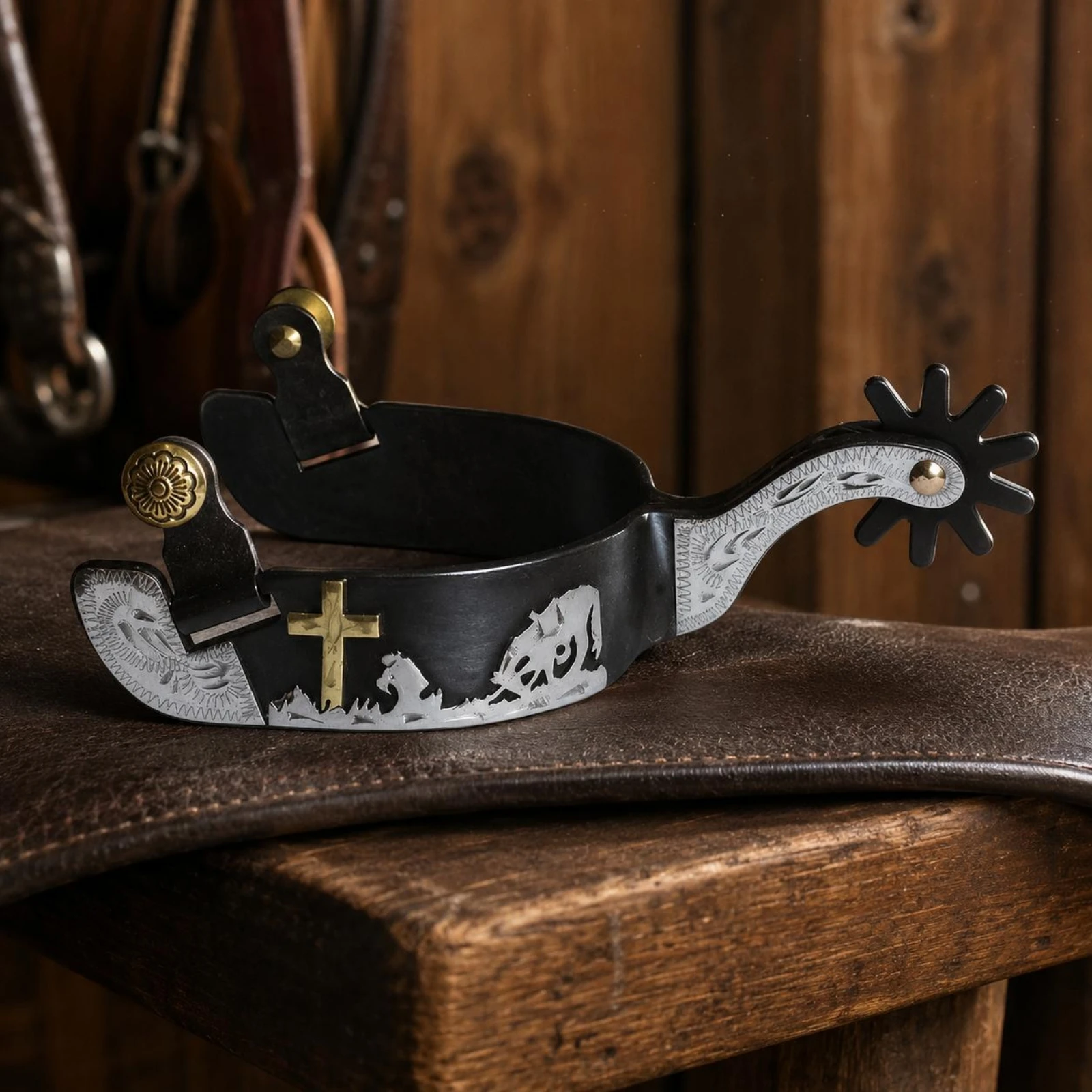 Black Iron Spurs German Silver Plates Western Cowboy Spurs Equestrian Gear Long-Lasting Horse Tack Easy to Use
Black Iron Spurs German Silver Plates Western Cowboy Spurs Equestrian Gear Long-Lasting Horse Tack Easy to Use