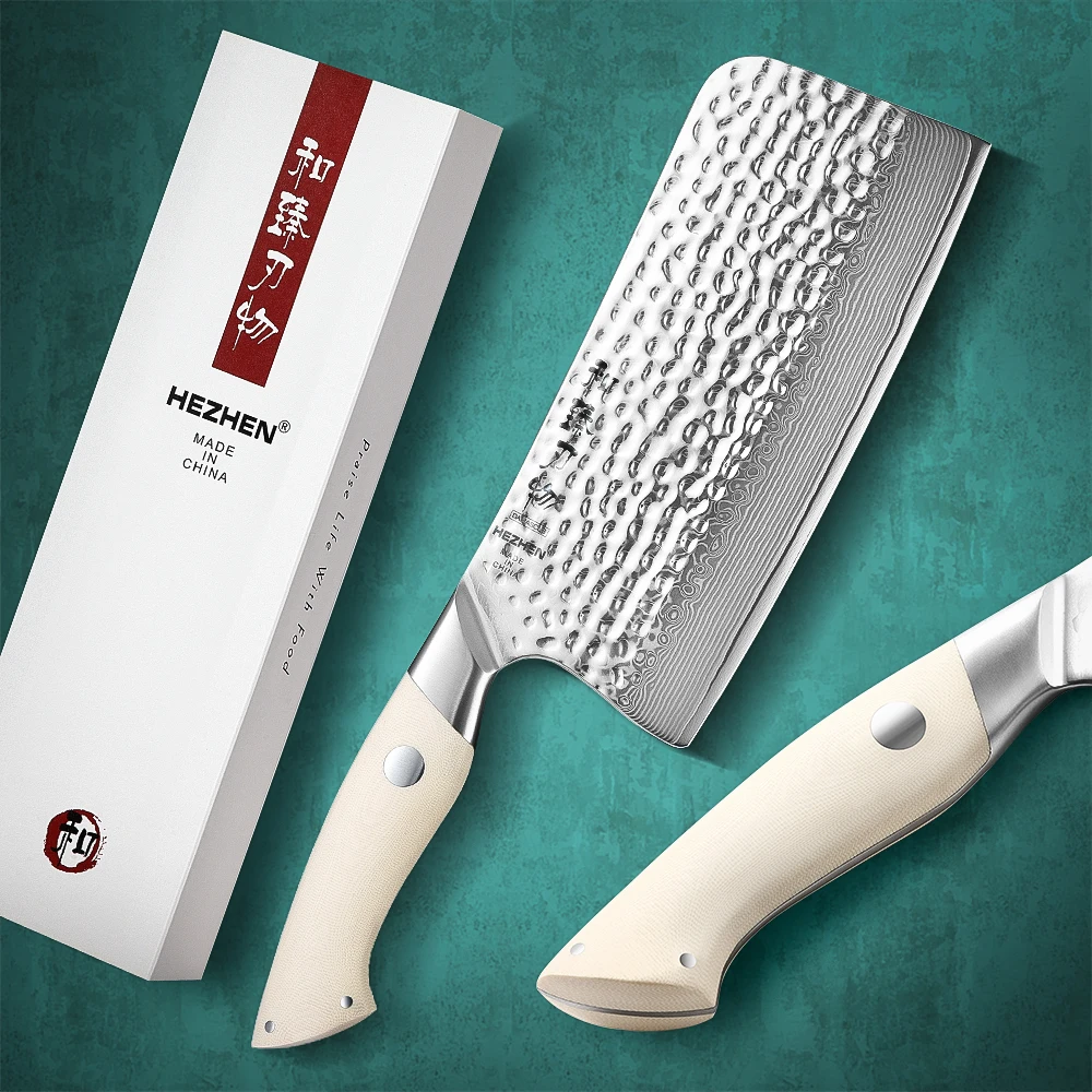 HEZHEN 7 Inches Bone Chopper Knife 67 Layers Damascus Chopping Knife G10 Handle Gift Box Kitchen Cooking Tools
HEZHEN 7 Inches Bone Chopper Knife 67 Layers Damascus Chopping Knife G10 Handle Gift Box Kitchen Cooking Tools