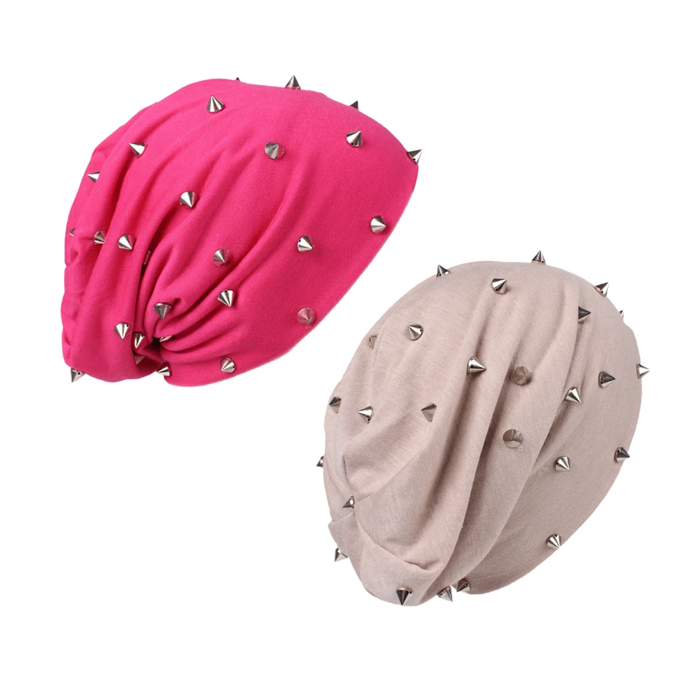 2pcs Rivet Turban Hats for Women Gold Silver Studded Warm Elastic Beanies Comfort Headwear Running Hiking Cold Days Conceal
2pcs Rivet Turban Hats for Women Gold Silver Studded Warm Elastic Beanies Comfort Headwear Running Hiking Cold Days Conceal