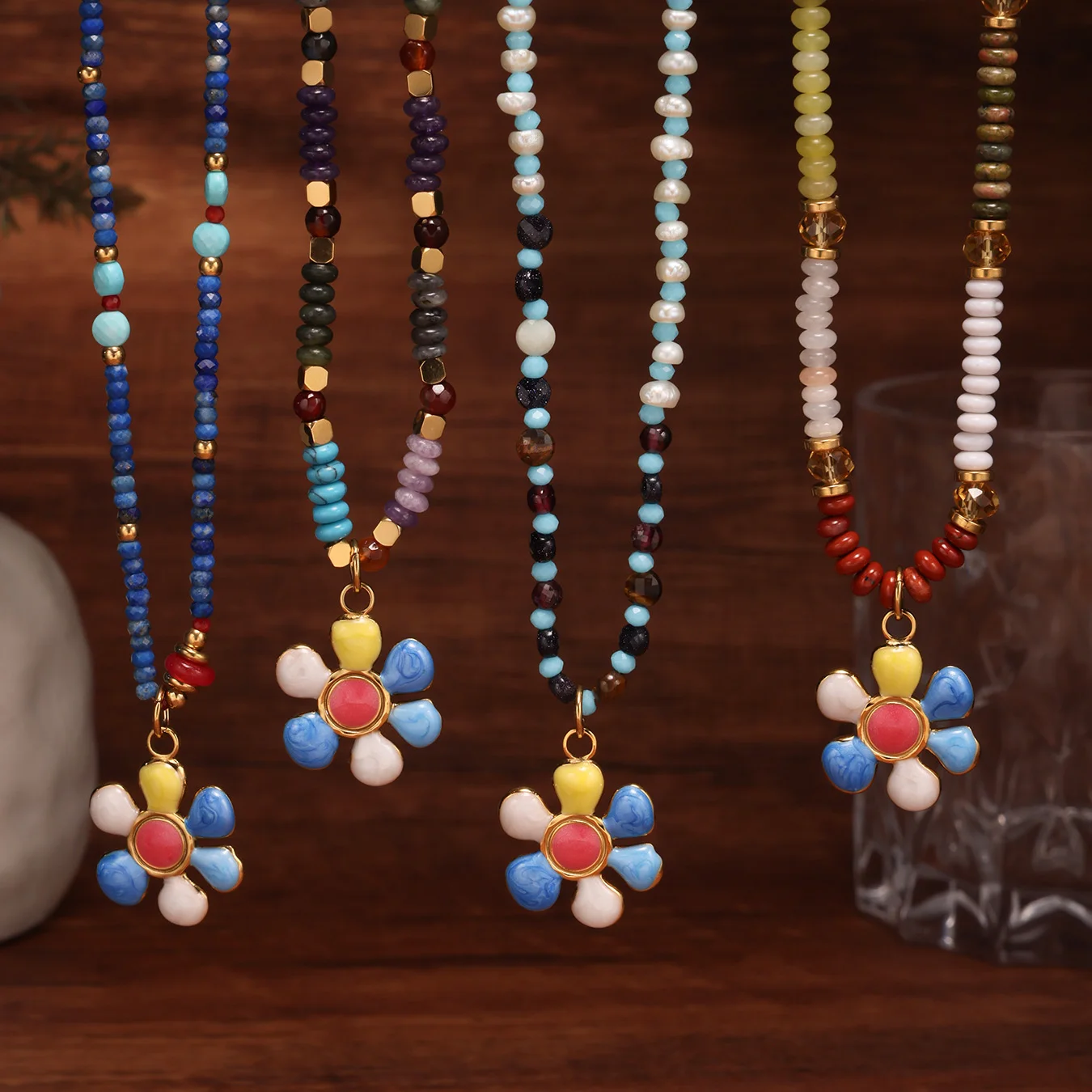Nivora Ethnic Agate Beads Stainless Steel Necklace For Women Colorful Sun Flower Pendant Necklace Women Wedding Handmade Jewelry
Nivora Ethnic Agate Beads Stainless Steel Necklace For Women Colorful Sun Flower Pendant Necklace Women Wedding Handmade Jewelry