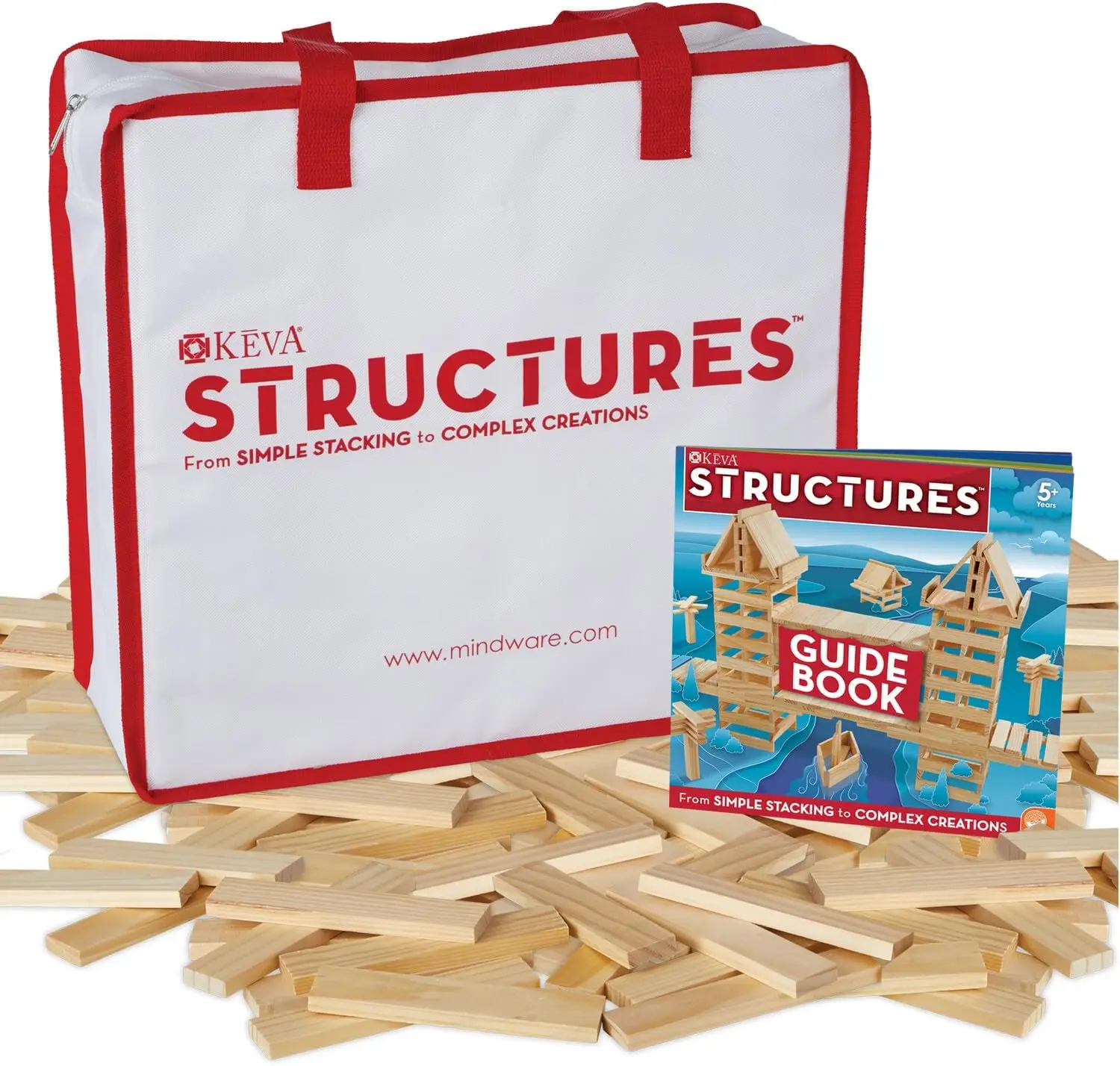 Structures 400 Plank Wooden Building Blocks Set - Includes 400 Pine KEVA Planks, Canvas Storage Bag and Full-Color Idea Book
Structures 400 Plank Wooden Building Blocks Set - Includes 400 Pine KEVA Planks, Canvas Storage Bag and Full-Color Idea Book