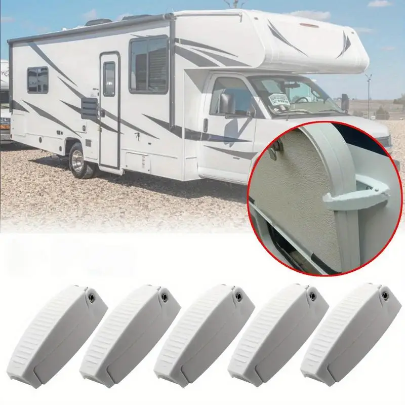 5pcs RV White Rounded Baggage Plastic Door Catch Compartment Latch Holders Clips for Camper Trailer Motorhome Car Accessories
5pcs RV White Rounded Baggage Plastic Door Catch Compartment Latch Holders Clips for Camper Trailer Motorhome Car Accessories