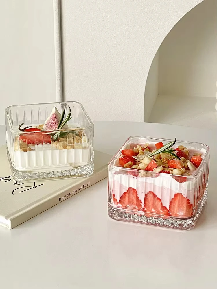 Square Striped Glass Bowl for Girls Home Dessert Snack Ice Cream Yogurt Fruit Oatmeal Breakfast Serving Bowl
Square Striped Glass Bowl for Girls Home Dessert Snack Ice Cream Yogurt Fruit Oatmeal Breakfast Serving Bowl